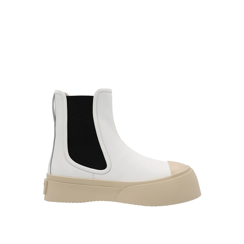 Weiße Chelsea-Stiefel aus Kalbsleder