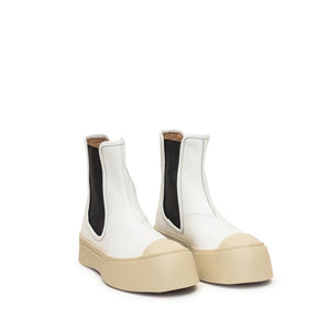 Weiße Chelsea-Stiefel aus Kalbsleder