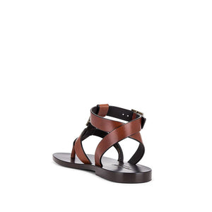Braune Sandalen aus Kalbsleder mit Zehensteg