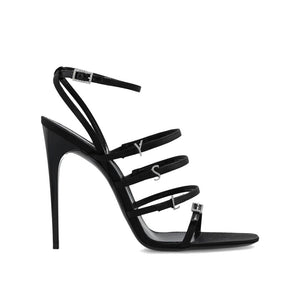 Schwarze Seiden-Stilettos mit Absatz