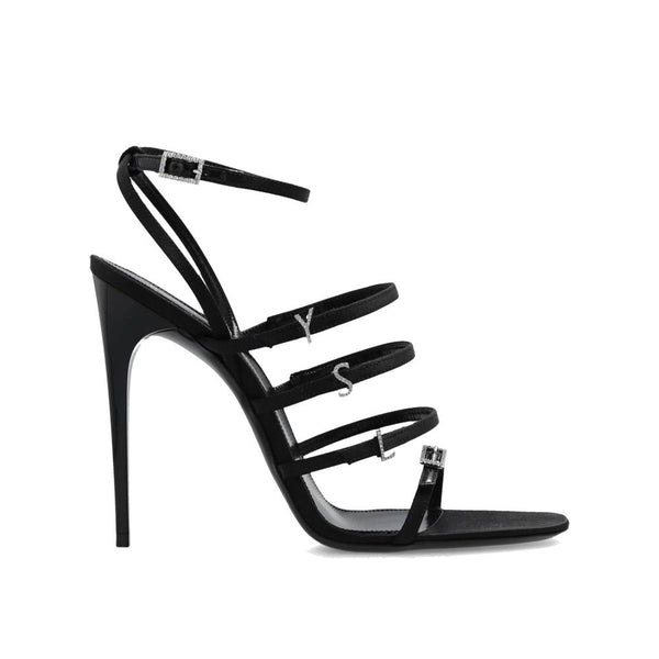 Schwarze Seiden-Stilettos mit Absatz