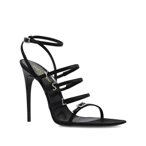 Schwarze Seiden-Stilettos mit Absatz