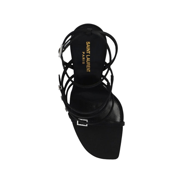 Schwarze Seiden-Stilettos mit Absatz
