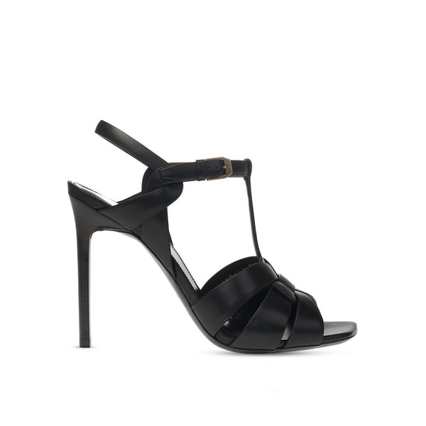 Schwarze Stilettosandalen aus Kalbsleder