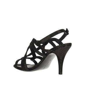 Schwarze Leder-Stilettosandalen