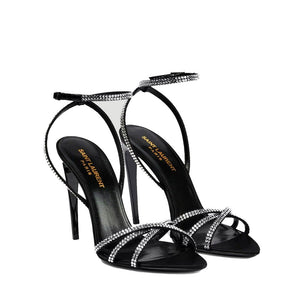 Schwarze Seiden-Stilettos mit hohen Absätzen