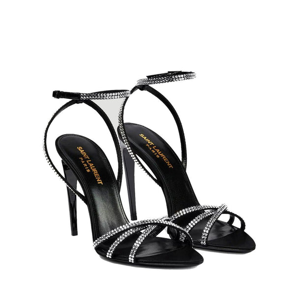 Schwarze Seiden-Stilettos mit hohen Absätzen