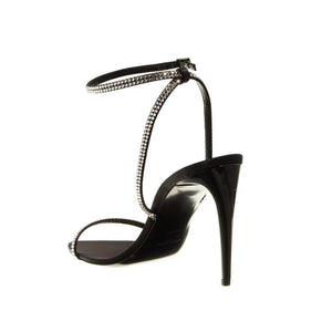 Schwarze Seiden-Stilettos mit hohen Absätzen