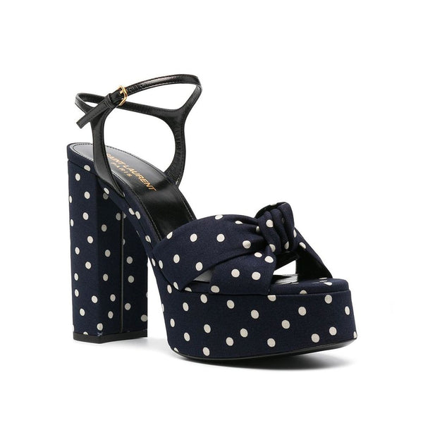 Blaue Baumwoll-Plateau-Sandalen