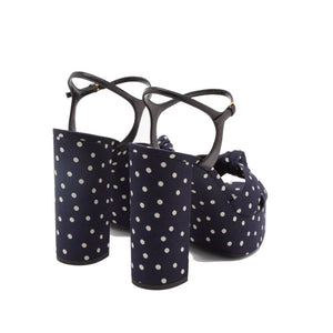 Blaue Baumwoll-Plateau-Sandalen