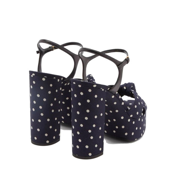 Blaue Baumwoll-Plateau-Sandalen