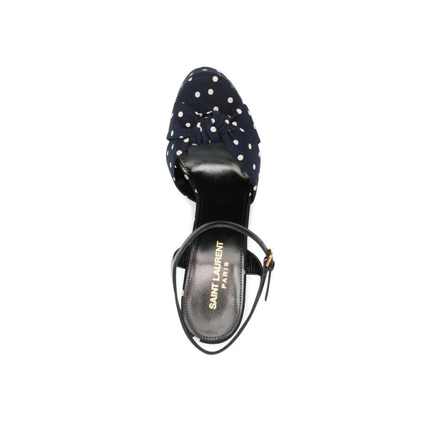 Blaue Baumwoll-Plateau-Sandalen