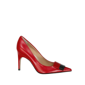 Rote Kalbshaut Pumps mit hohem Absatz