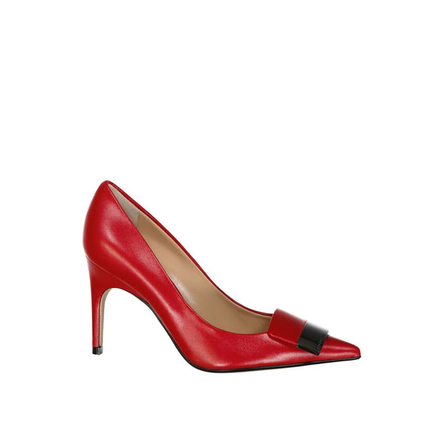Rote Kalbshaut Pumps mit hohem Absatz
