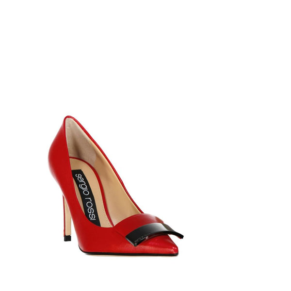 Rote Kalbshaut Pumps mit hohem Absatz