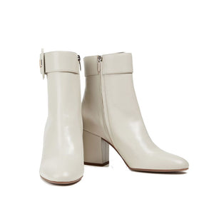 Weiße Lammleder-Stiefeletten