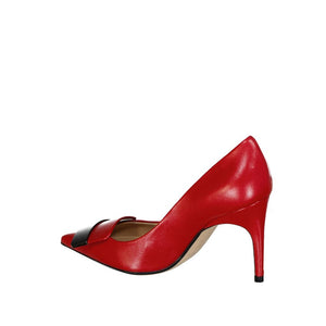Rote Kalbshaut Pumps mit hohem Absatz