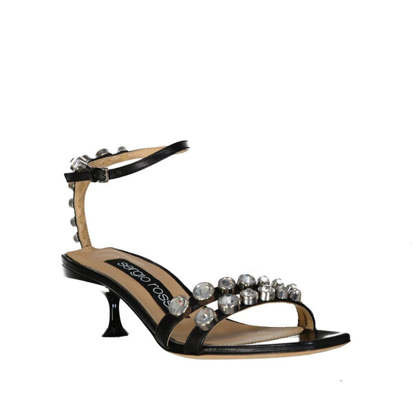 Schwarze Sandalen aus Kalbsleder mit Riemen