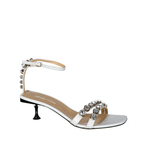 Weiße Sandalen mit Riemen aus Kalbsleder