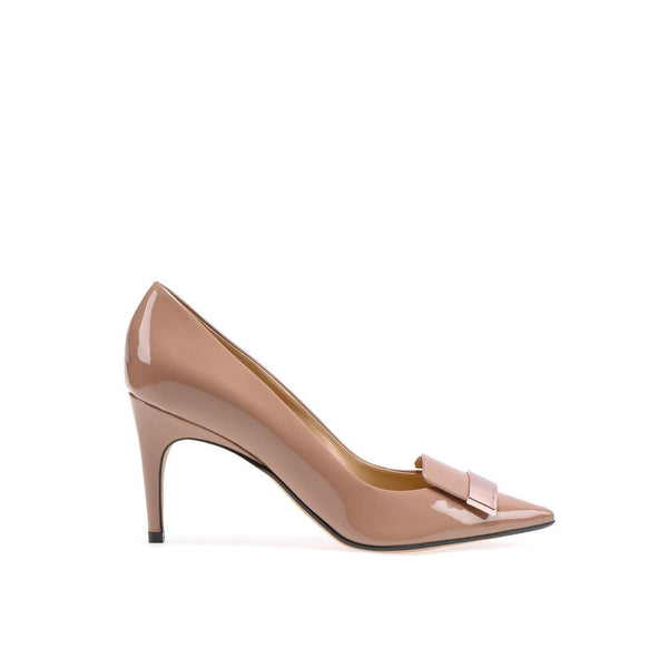 Beigefarbene High Heels aus Lammleder