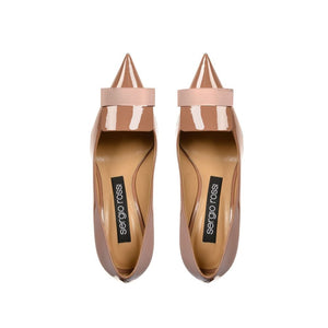 Beigefarbene High Heels aus Lammleder