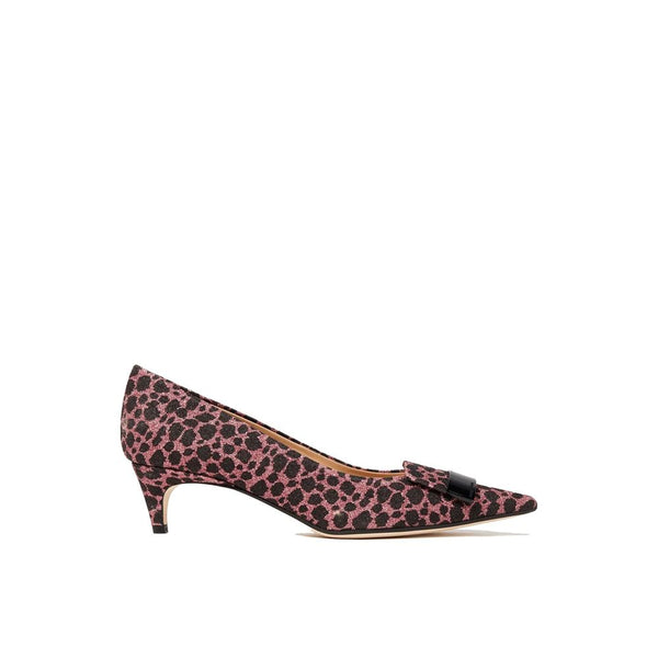 Bunt gemusterte Mid-Heel-Pumps aus Stoff