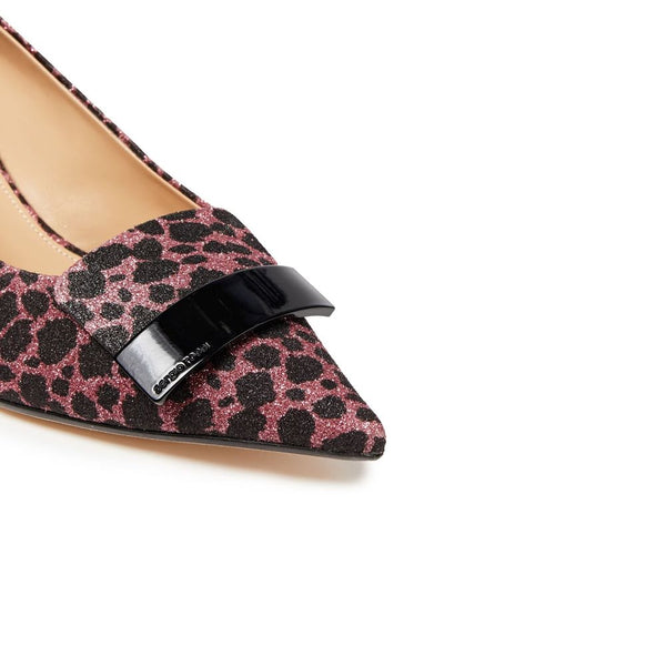 Bunt gemusterte Mid-Heel-Pumps aus Stoff