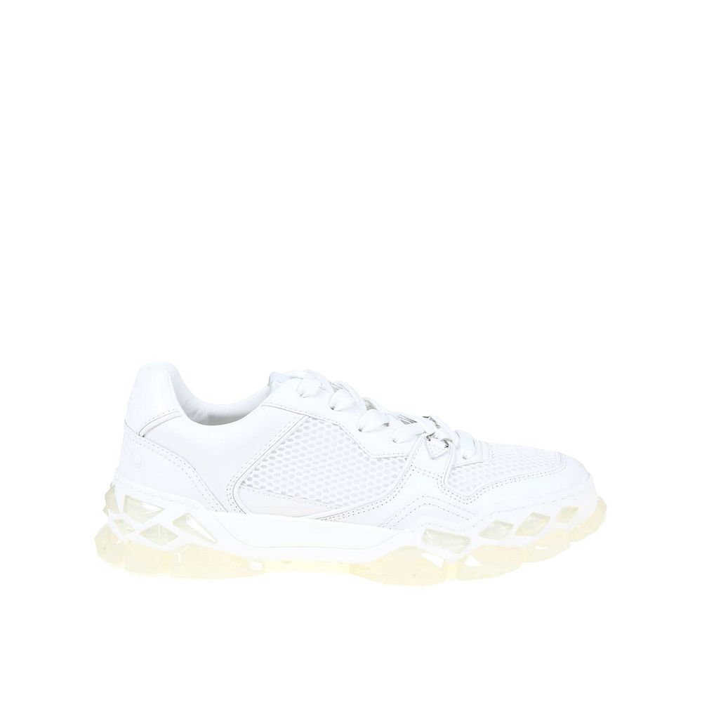Weiße Kalbshaut-Sneaker mit klobiger Sohle