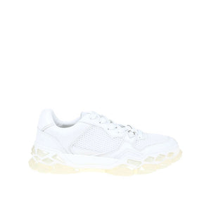 Weiße Kalbshaut-Sneaker mit klobiger Sohle