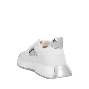 Weiße Kalbshaut-Sneaker mit klobiger Sohle