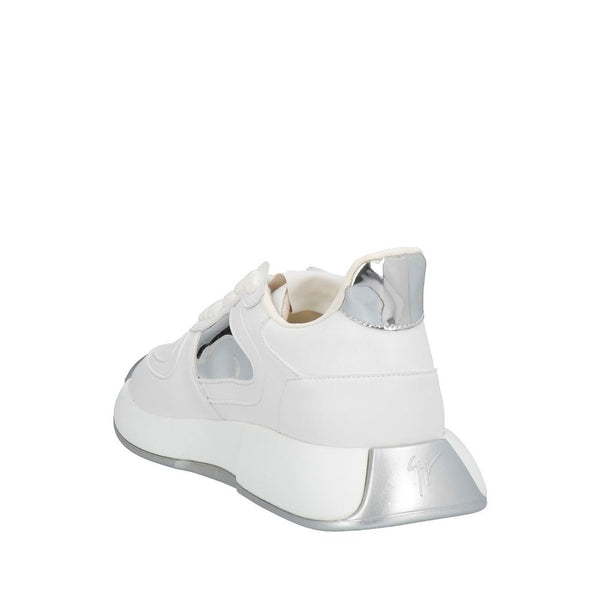 Weiße Kalbshaut-Sneaker mit klobiger Sohle