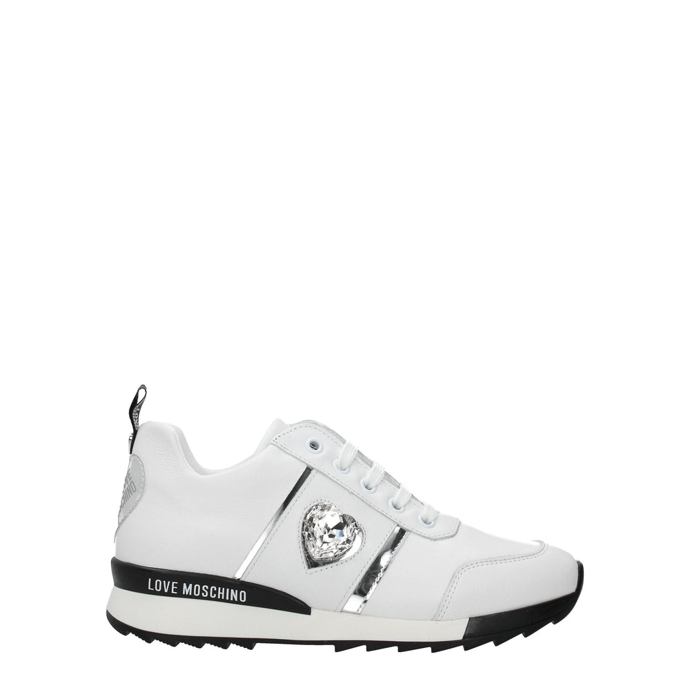 Weiße Leder-Sneaker mit niedrigem Schaft