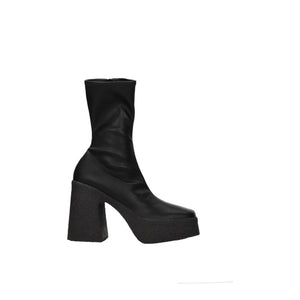 Schwarze Lederstiefeletten