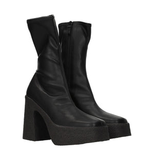 Schwarze Lederstiefeletten