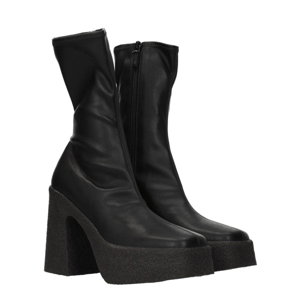Schwarze Lederstiefeletten