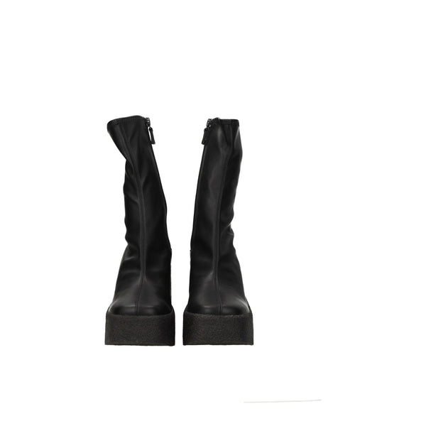 Schwarze Lederstiefeletten