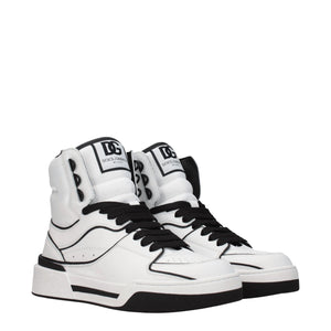 Weiße High-Top-Sneaker aus Leder