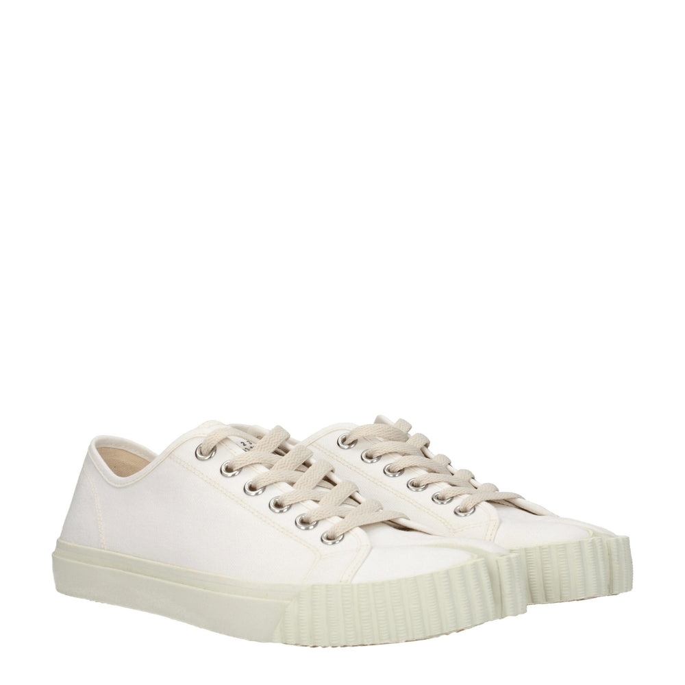 Weiße Stoff-Sneaker mit niedrigem Schaft