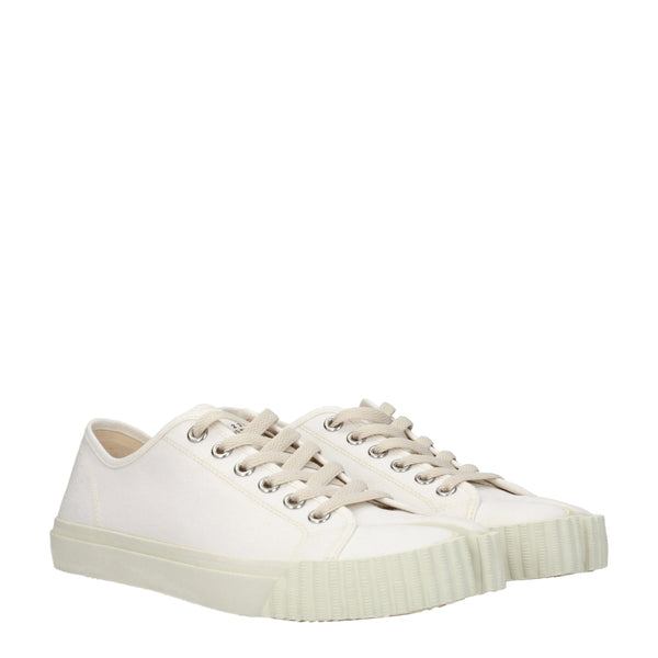 Weiße Stoff-Sneaker mit niedrigem Schaft
