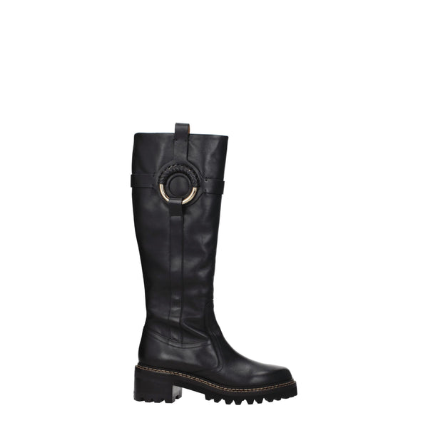Schwarzes Leder Over The Knee