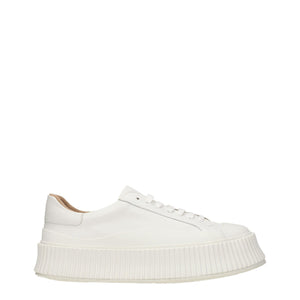 Weiße Leder Plateau Turnschuhe