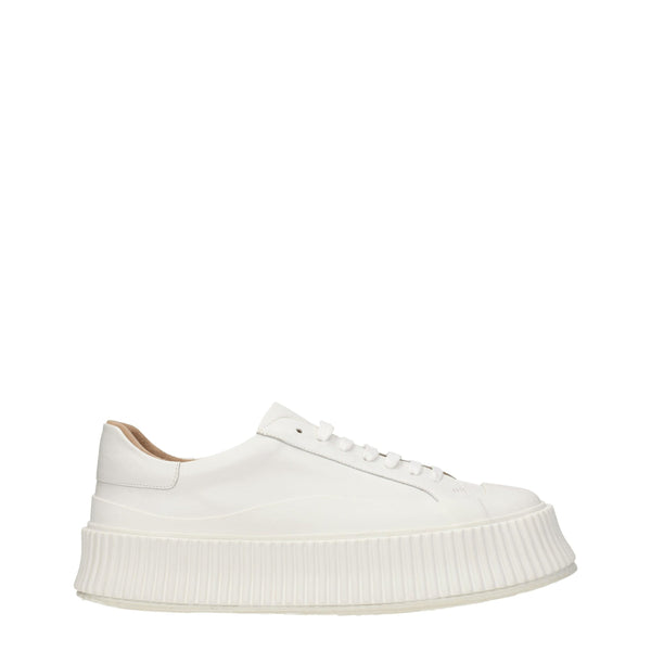 Weiße Leder Plateau Turnschuhe