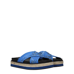 Blaue Stoff-Pantoffeln