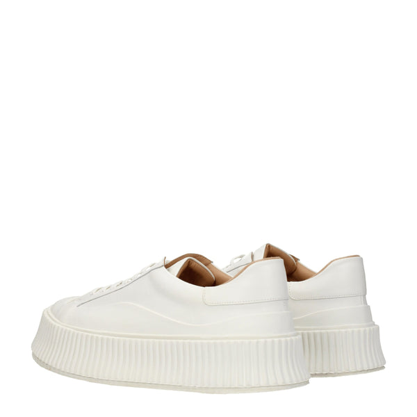 Weiße Leder Plateau Turnschuhe