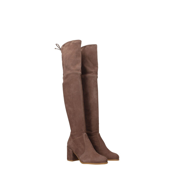 Beige Leder Over The Knee