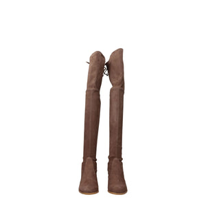 Beige Leder Over The Knee