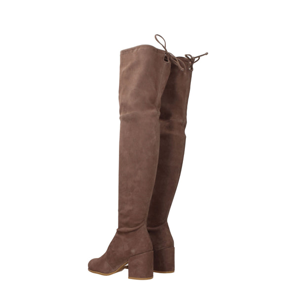 Beige Leder Over The Knee
