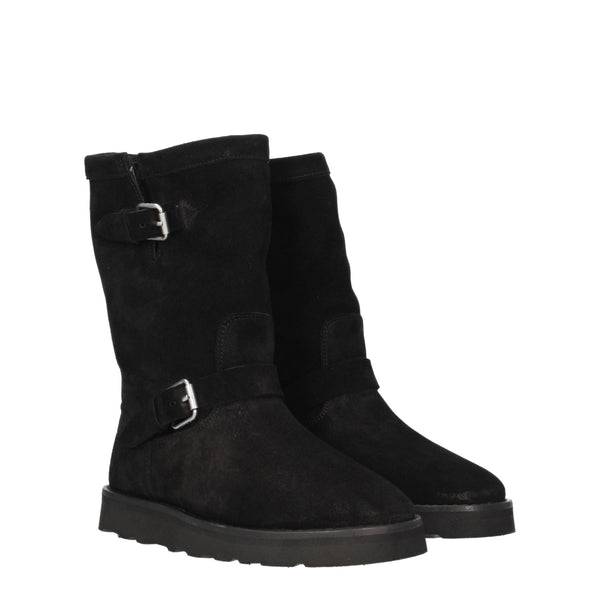 Schwarze Lederstiefeletten