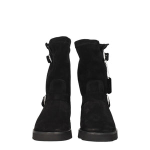 Schwarze Lederstiefeletten