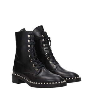 Schwarze Lederstiefeletten